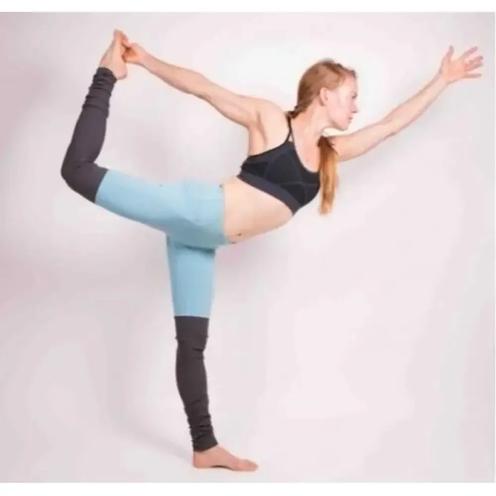 ALO Yoga Goddess Ribbed Leggings Mint/Light Turquoise & Gray size XS